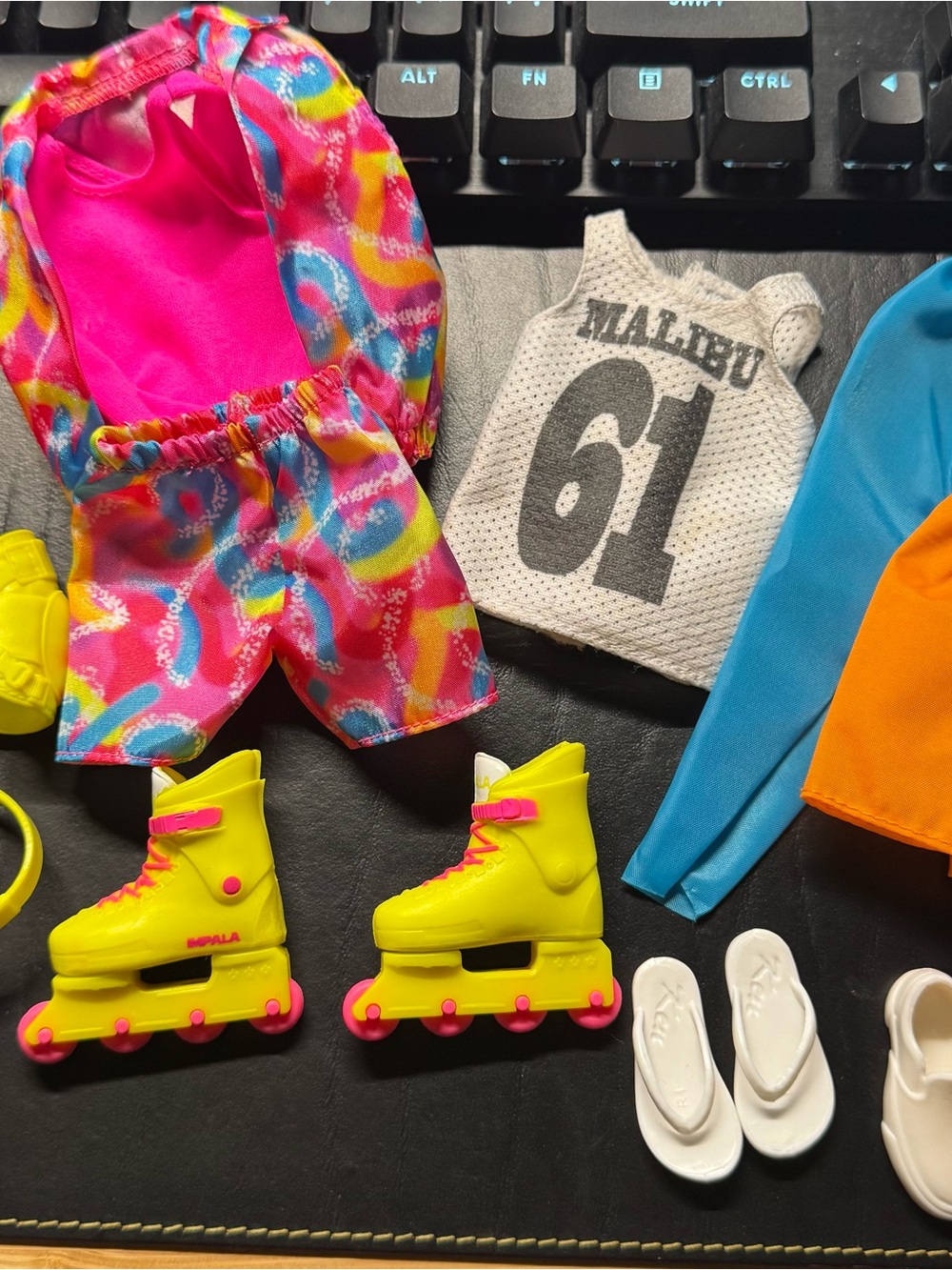 Barbie Movie Ken Roller Skates outfit and skates with clothes